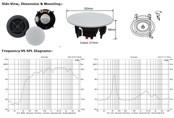 ลำโพงติดเพดาน 6&quot; แบบไม่มีขอบ (40-20-10 วัตต์, 100V &amp; 8Ohms) Pa Speaker