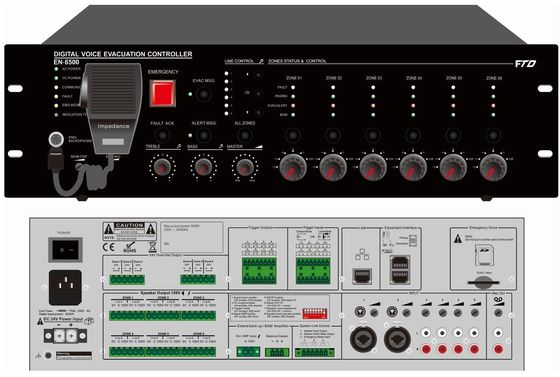 ระบบการอพยพด้วยเสียง 500w 6 โซน Evac Controller ระบบการอพยพด้วยเสียงแบบดิจิตอล