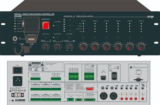 ระบบการอพยพด้วยเสียง 500w 6 โซน Evac Controller ระบบการอพยพด้วยเสียงแบบดิจิตอล